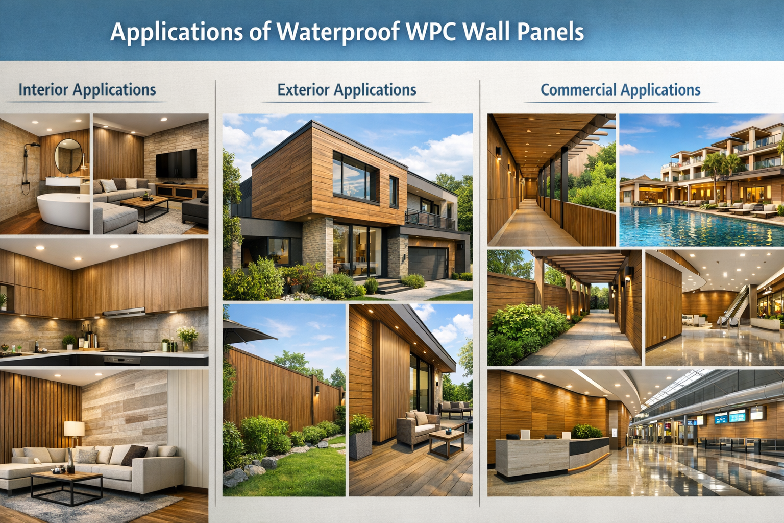 Waterproof WPC Wall Panel : Benefits, Features & Outdoor Applications Guide Applications of Waterproof WPC Wall Panels