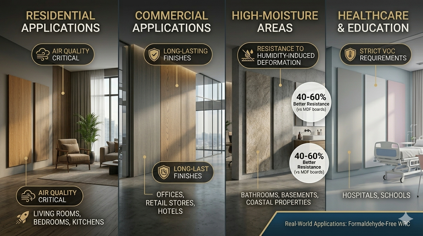 Formaldehyde free WPC wall panels Applications