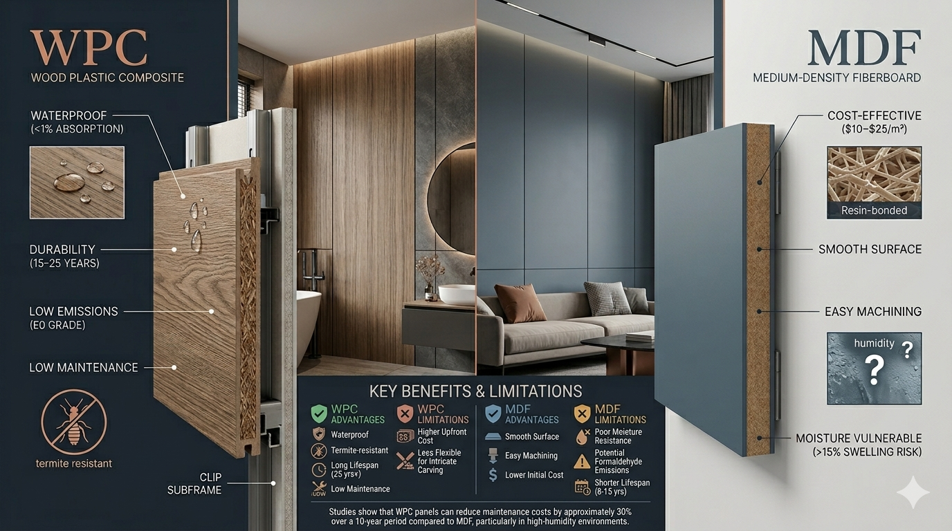 WPC vs MDF Wall Panels : Complete Comparison Guide WPC vs MDF Wall Panels