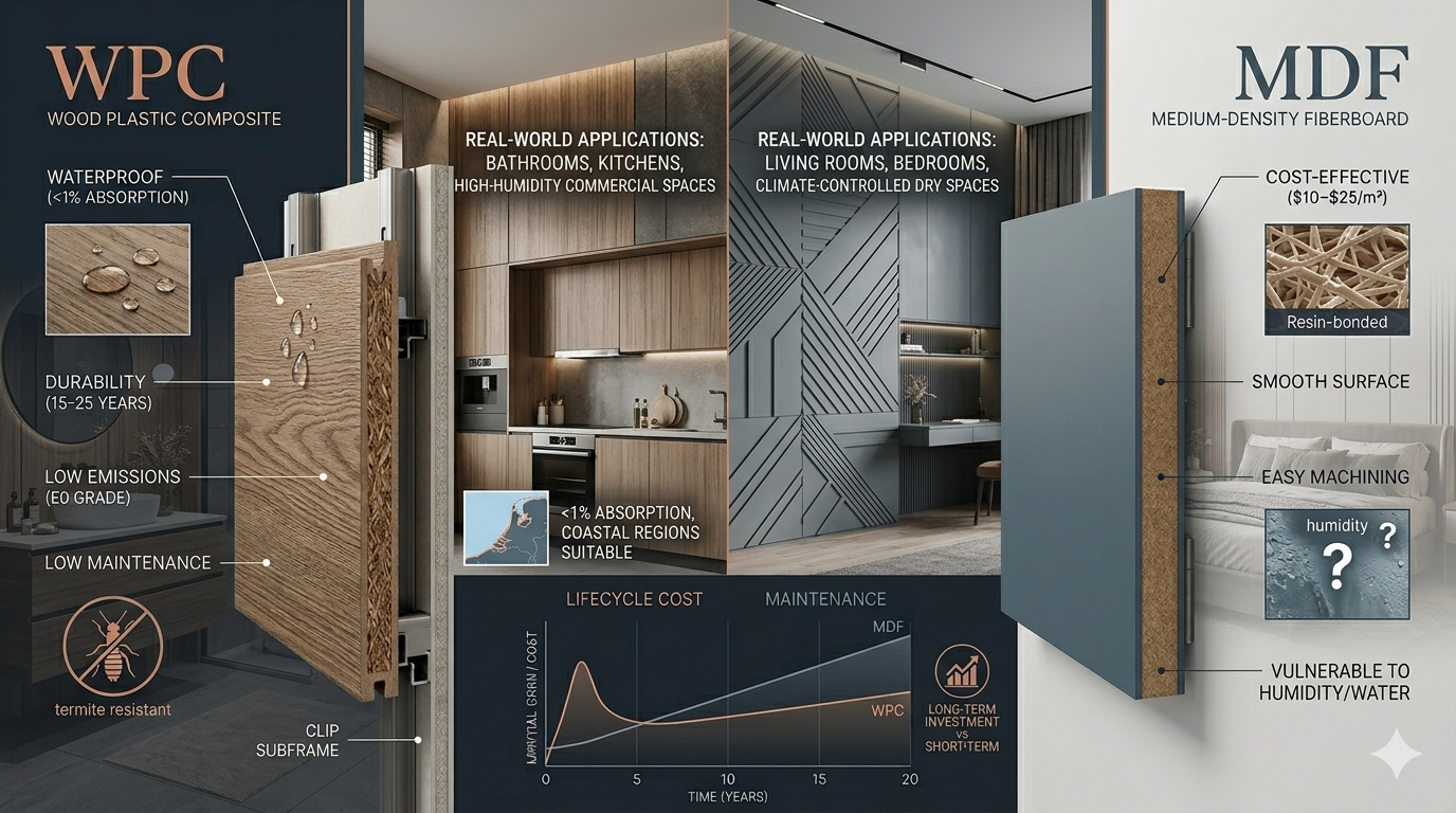 WPC vs MDF Wall Panels : Complete Comparison Guide WPC and MDF Wall Panels applications