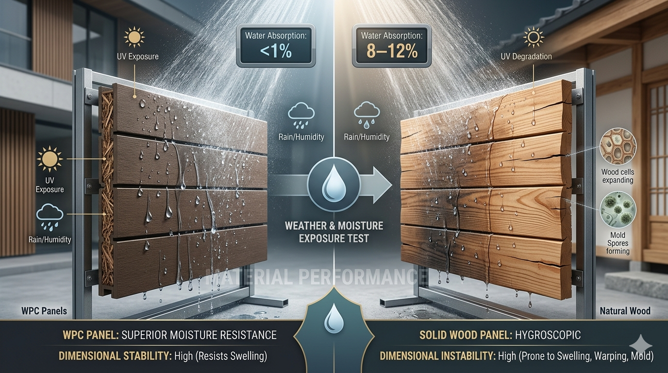 Which material performs better in moisture and weather resistance