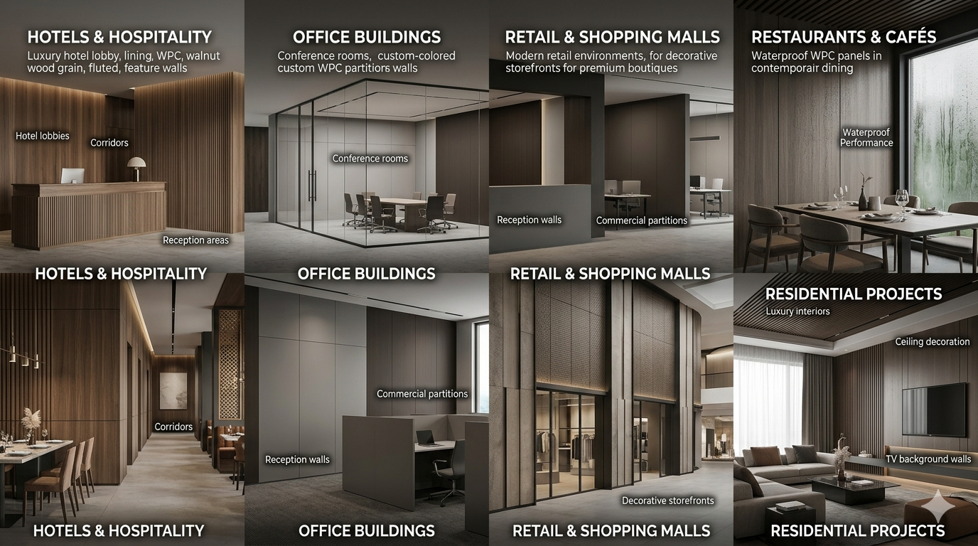Custom WPC Wall Panel Manufacturer for Distributors & Contractors | OEM Factory Supply Guide Applications of Custom WPC Wall Panels