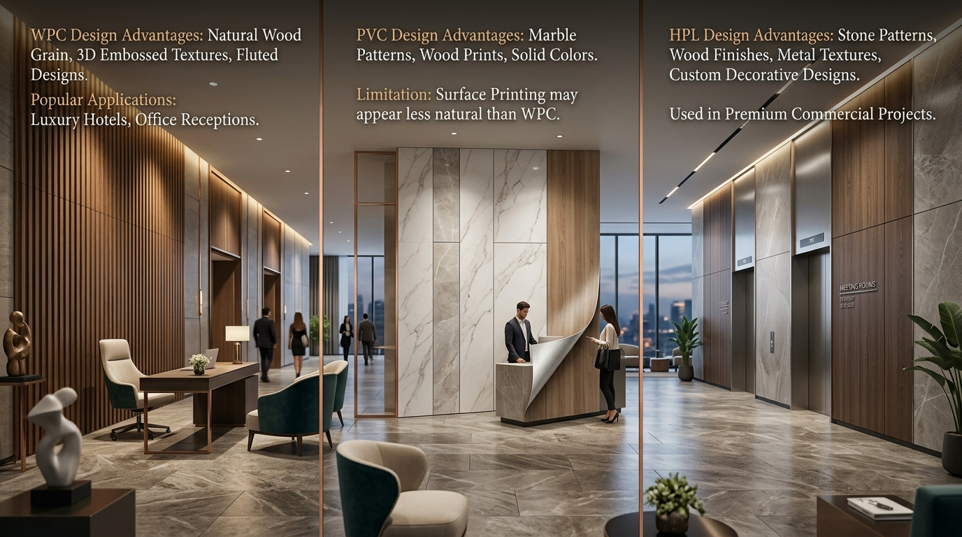 WPC vs. PVC vs. HPL Wall Panels : Complete Material Comparison Guide 2026 WPC vs PVC vs HPL wall panels
